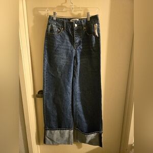 RSQ Indigo Wide-Leg Buttonfly Jeans